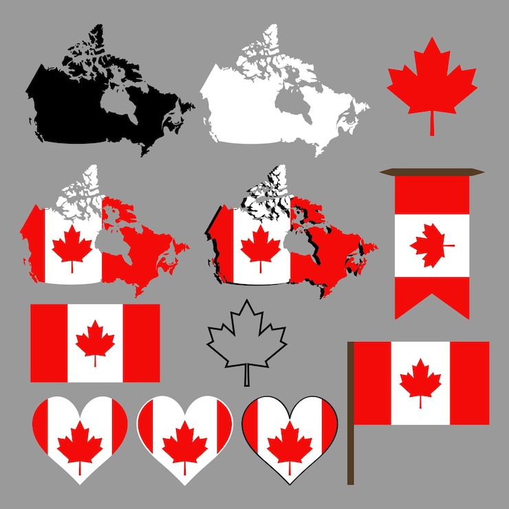 Premium Vector | Canada Map and flag of Canada Vector illustrationx9