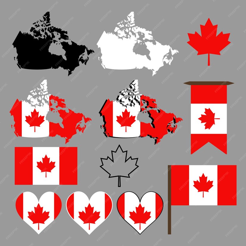 Premium Vector | Canada Map and flag of Canada Vector illustrationx9