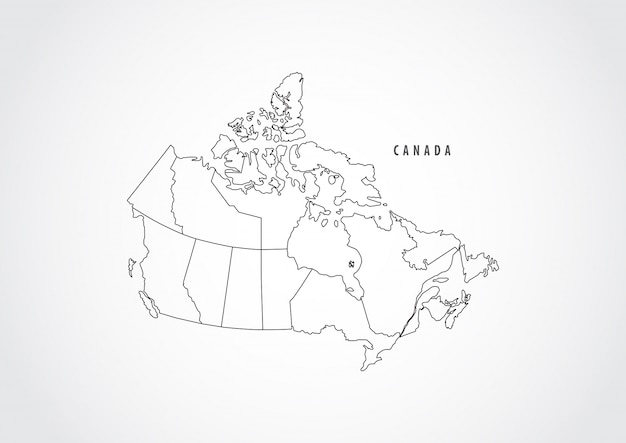 白い背景の上のカナダ地図のアウトライン。