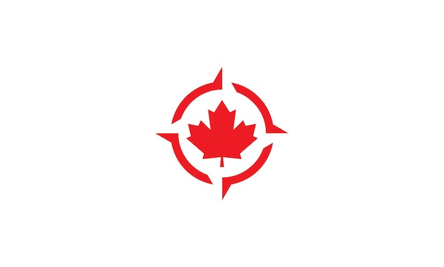 Canada maple leaf with compass logo symbol icon vector graphic design illustration