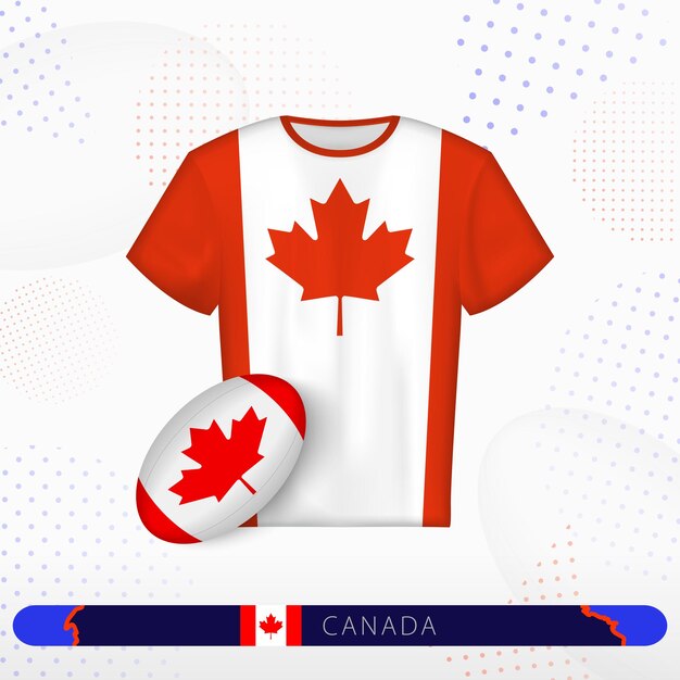 Canada rugby jersey with rugby ball of Canada on abstract sport background