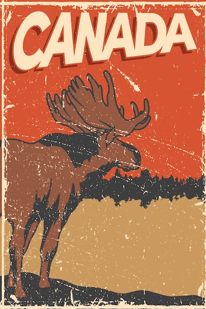 Poster vintage del canada con alce