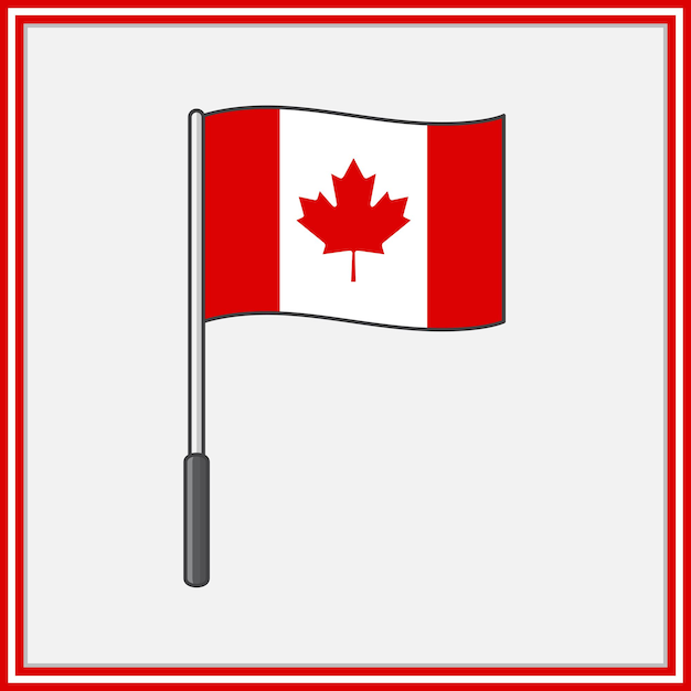 Canada Vlag Cartoon Vector Illustratie Vlag van Canada Flat Icon Outline