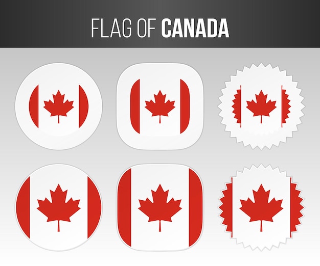Canada vlag etiketten badges en stickers Illustratie vlaggen van Canada geïsoleerd