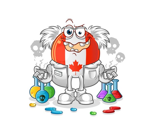 Canada vlag gekke wetenschapper illustratie. karakter vector