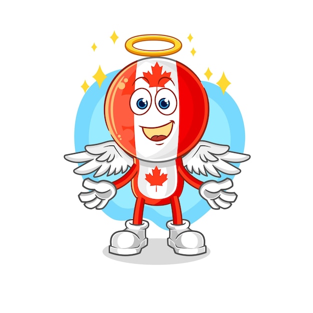 Canada vlag hoofd engel met vleugels vector stripfiguur