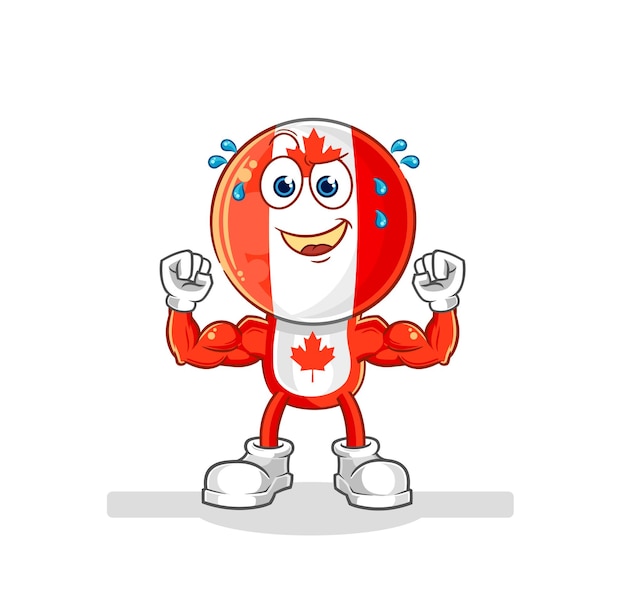 Canada vlag hoofd gespierde cartoon cartoon mascotte vector