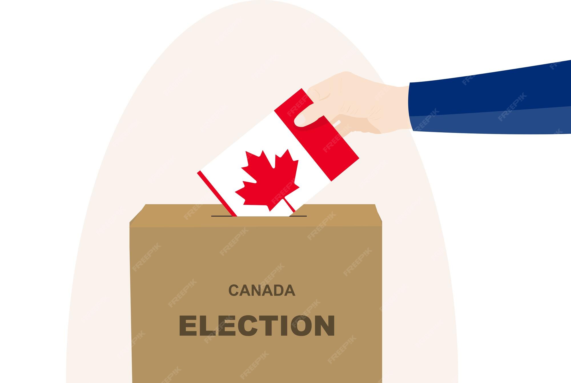 Premium Vector | Canada vote concept man hand and ballot box election