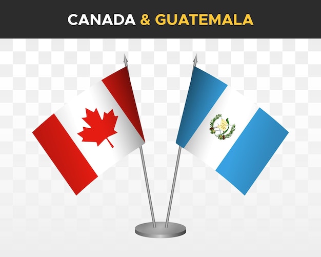 Canada vs Guatemala Bureau vlaggen mockup geïsoleerd op wit 3d vector illustratie tafelvlaggen