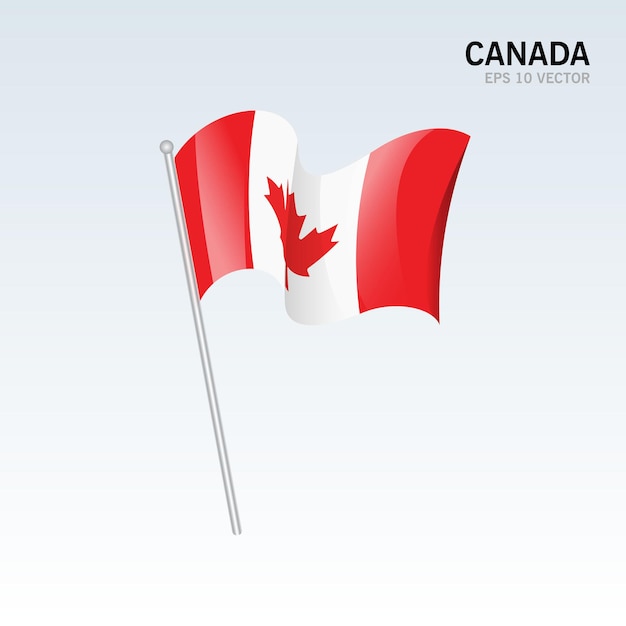 Canada waving flag isolated on gray