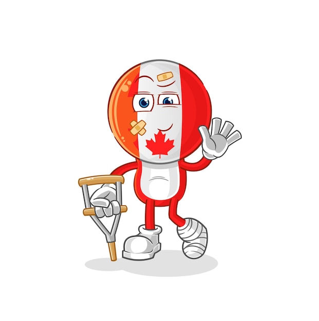 Canada ziek met hinkende stick cartoon mascotte vector