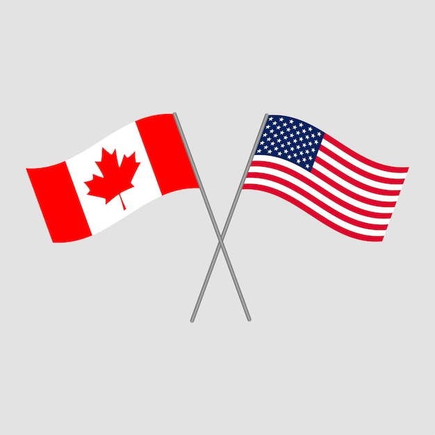 Canadese en amerikaanse vlaggen vector