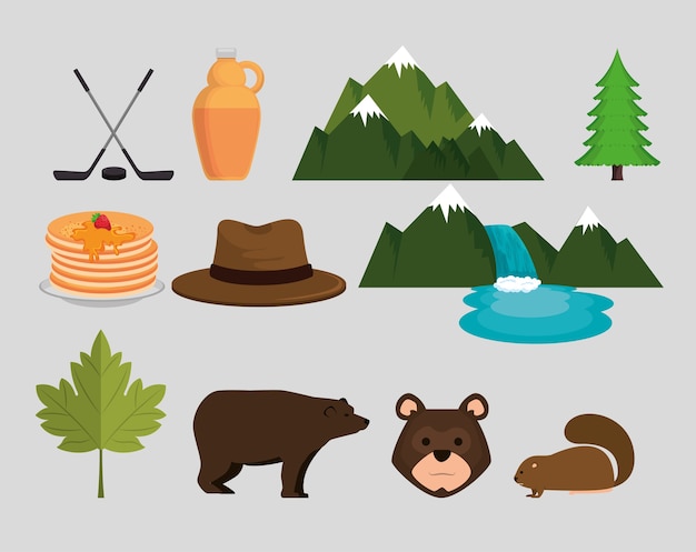 Vector canadian culture set icons vector illustration design