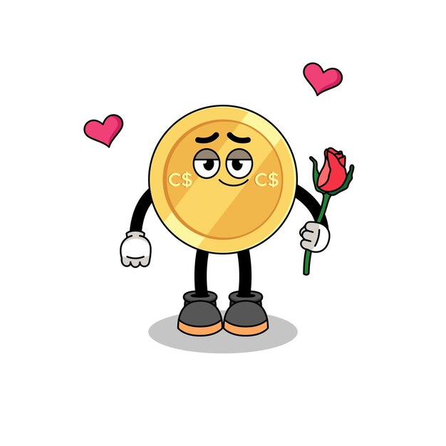 Canadian dollar mascot falling in love