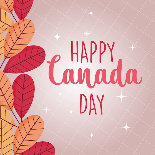 Vector canadian leaves of happy canada day