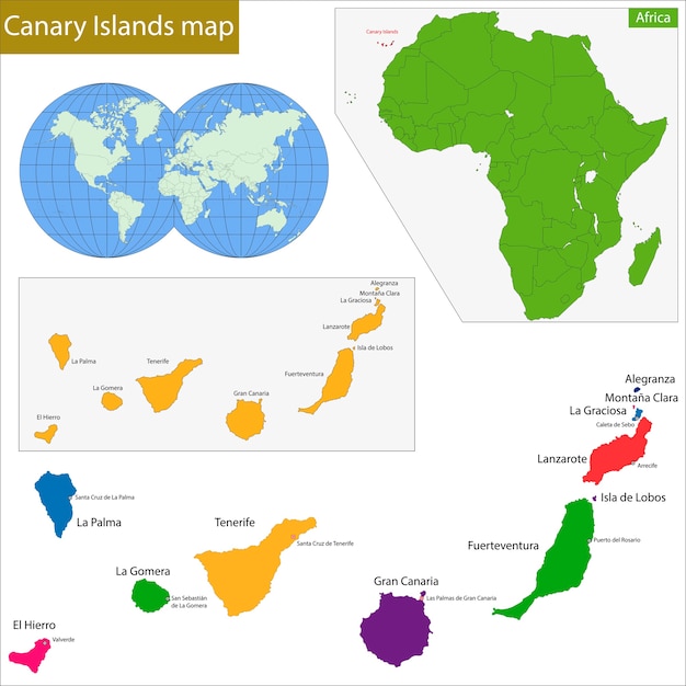 カナリア諸島の地図