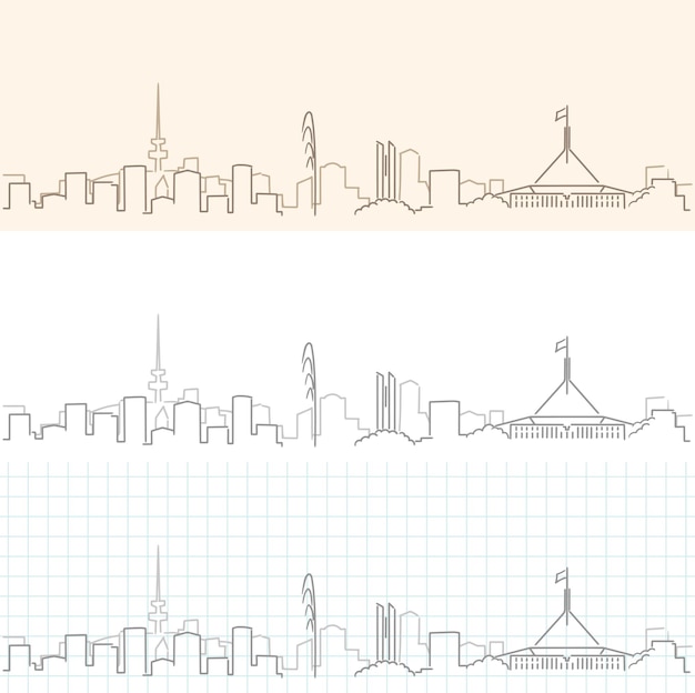 Vector canberra hand drawn profile skyline