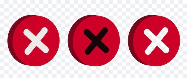 Cancel 3d Cross icon Red round 3d buttons Vector clipart