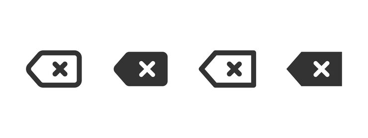 Vector cancel icon button with an x mark for closing or removing elements vector illustration backspace navigation symbol exit dismiss or undo actions sign ui element for rejection or stopping pictogram