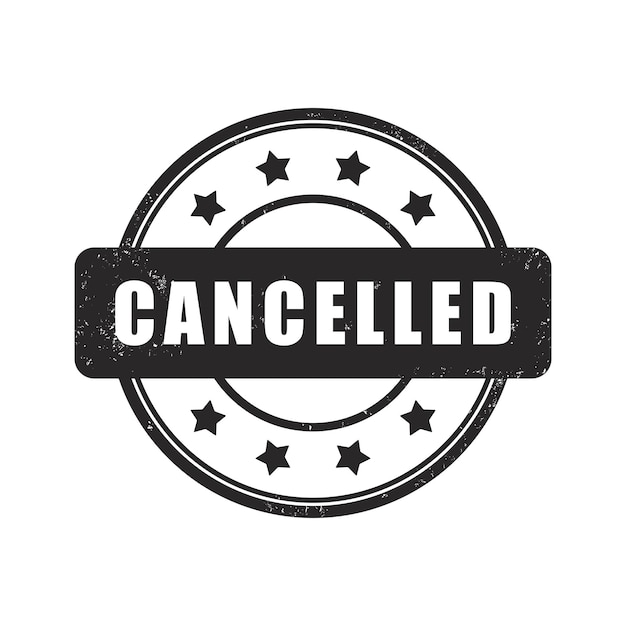 Cancelled dark grey round grunge rubber vector stamp