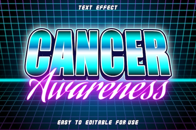 Cancer awareness editable text effect emboss retro style