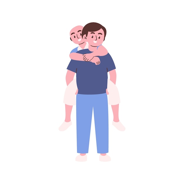 Cancer day hugging vector pose illustration