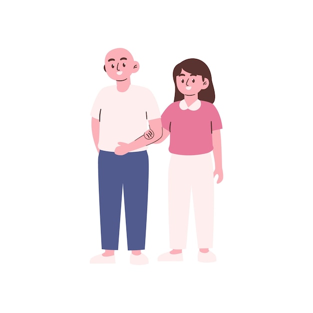 Cancer day hugging vector pose isolated