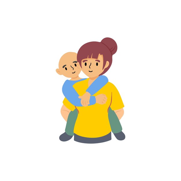 Cancer day hugging vector pose man