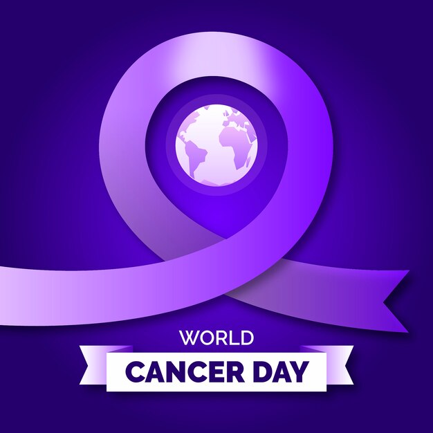 Cancer day ribbon in gradient