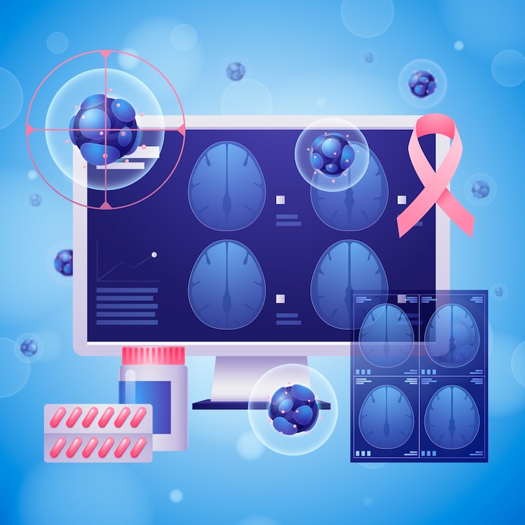 Вектор cancer diagnosis and treatment illustration