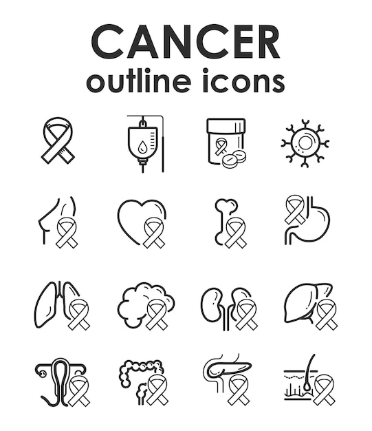 Vector cancer outline icons vector design.