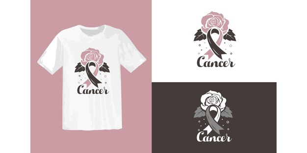 Cancer rose flower t-shirt design