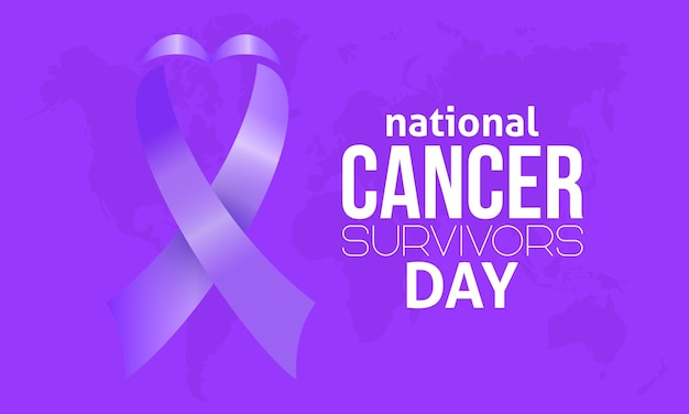 암 생존자의 날 6월 1주 배너 포스터 카드 및 배경 디자인을 위한 연간 건강 인식 개념