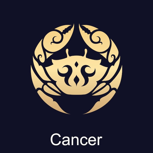 Vector cancer symbol of zodiac sign in luxury gold style