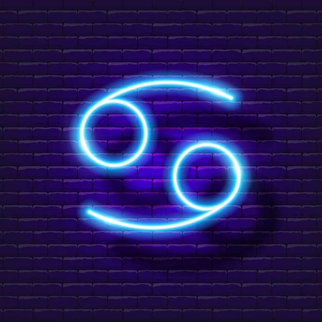 Vector cancer zodiac sign neon icon astrological zodiac signs glowing symbol