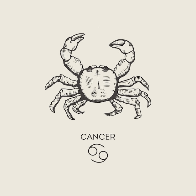 Vector cancer zodiac symbol hand drawn