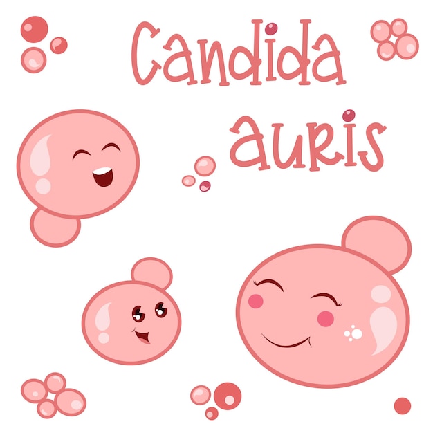 Candida auris kawaii мультипликационная векторная иллюстрация науки