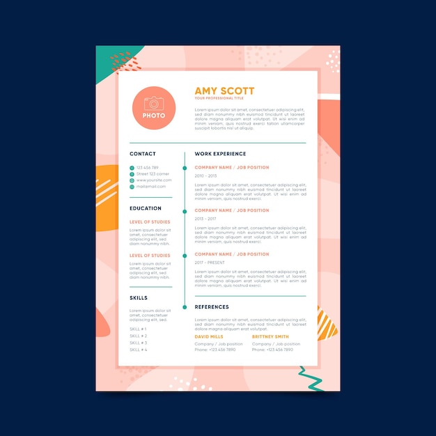 Vector candidate resume template design