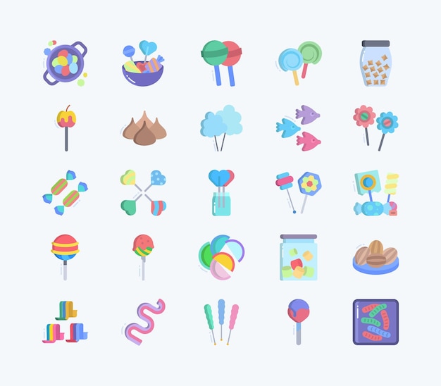 Candies and chocolates vector icons