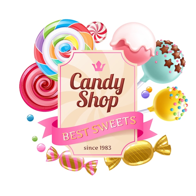 Candies and sweets colorful background.