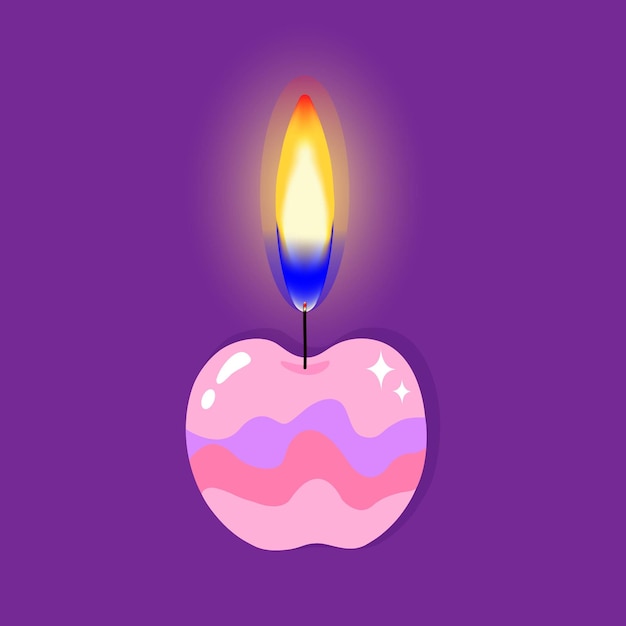 Vector candle apple to decorate banner poster postcard