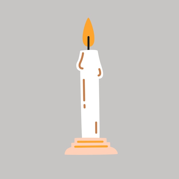 Candle in a candlestick. Vector decorative element