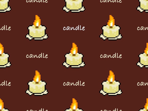 Modello senza cuciture del personaggio dei cartoni animati della candela su sfondo rosso stile pixel