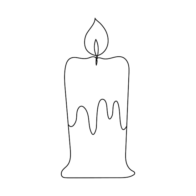 Candle continuous one line drawing of out line vector illustration