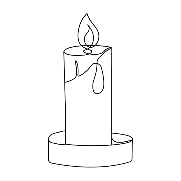 Candle continuous one line drawing of out line vector illustration