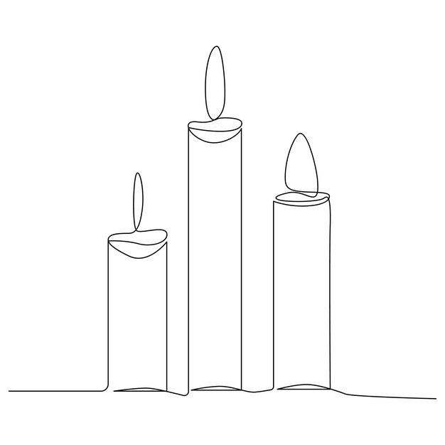 Candle continuous one line hand drawing