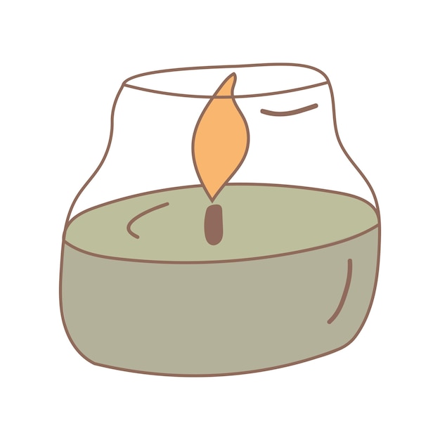 Vector candle cozy home green fire element icon