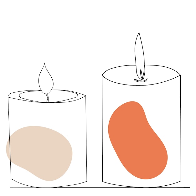 Candle drawing by one continuous line vector