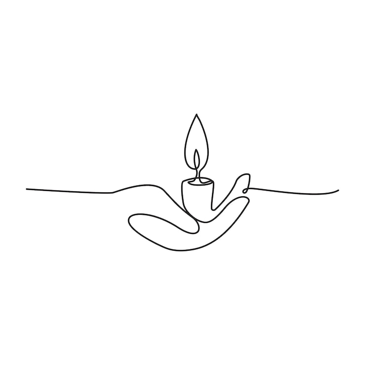 Vector candle enkele continue een lijn uit lijn vector kunst tekening en tatoeage ontwerp