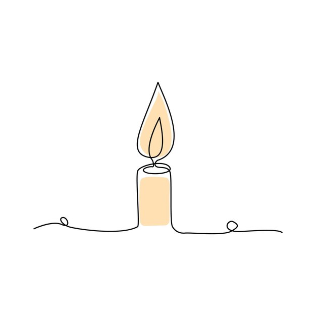 Candle enkele continue een lijn uit lijn vector kunst tekening en tatoeage ontwerp